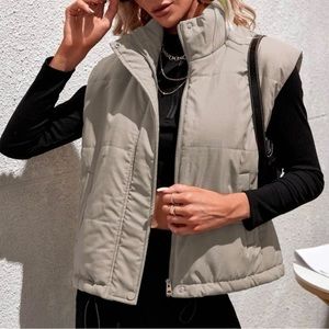 Oversized Khaki‎ Vest Puffer Coat